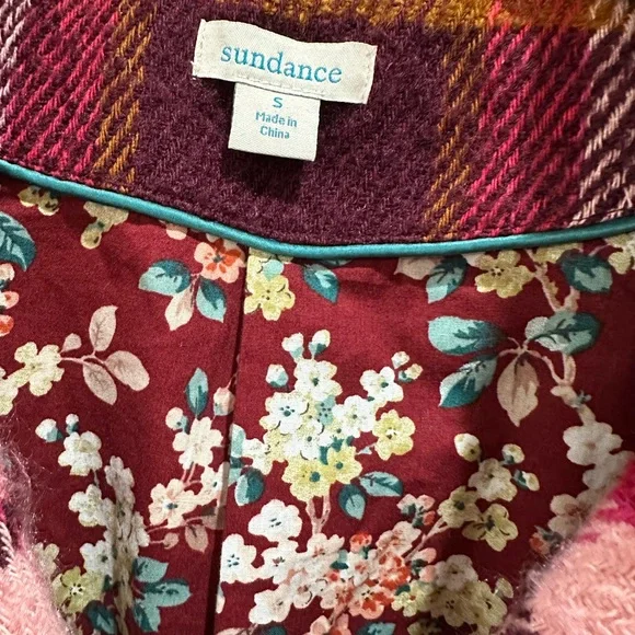 SALE! Sundance Women’s Plaid Red Pink Double-Breasted Women's Jacket - S - Picture 3 of 3